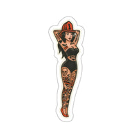 Red Hat Retro Pin Up Sticker Printify