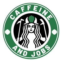 Caffeine and Jobs (two) Black Smoke Sticker LLC