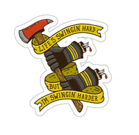 Life’s Swinging Hard (Premo Collaboration) Black Smoke Sticker LLC