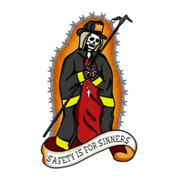 Safety Is For Sinners Stickers Black Smoke Sticker LLC