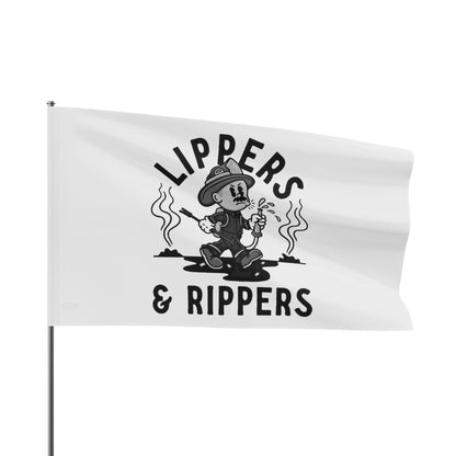 Lippers And Rippers (black and white) Flag