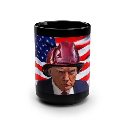 Trump Flag Black Mug, 15oz Printify