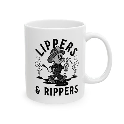 Lippers And Rippers (black and white) mug