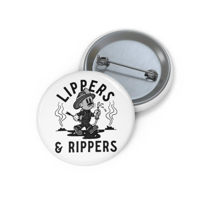 Lippers And Rippers (black and white) button Printify