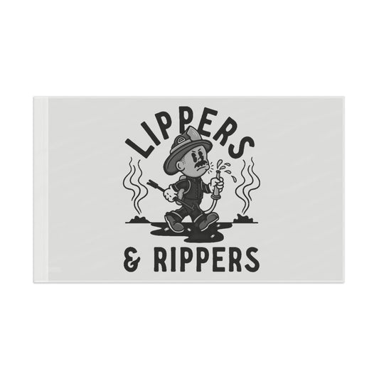 Lippers And Rippers (black and white) Flag