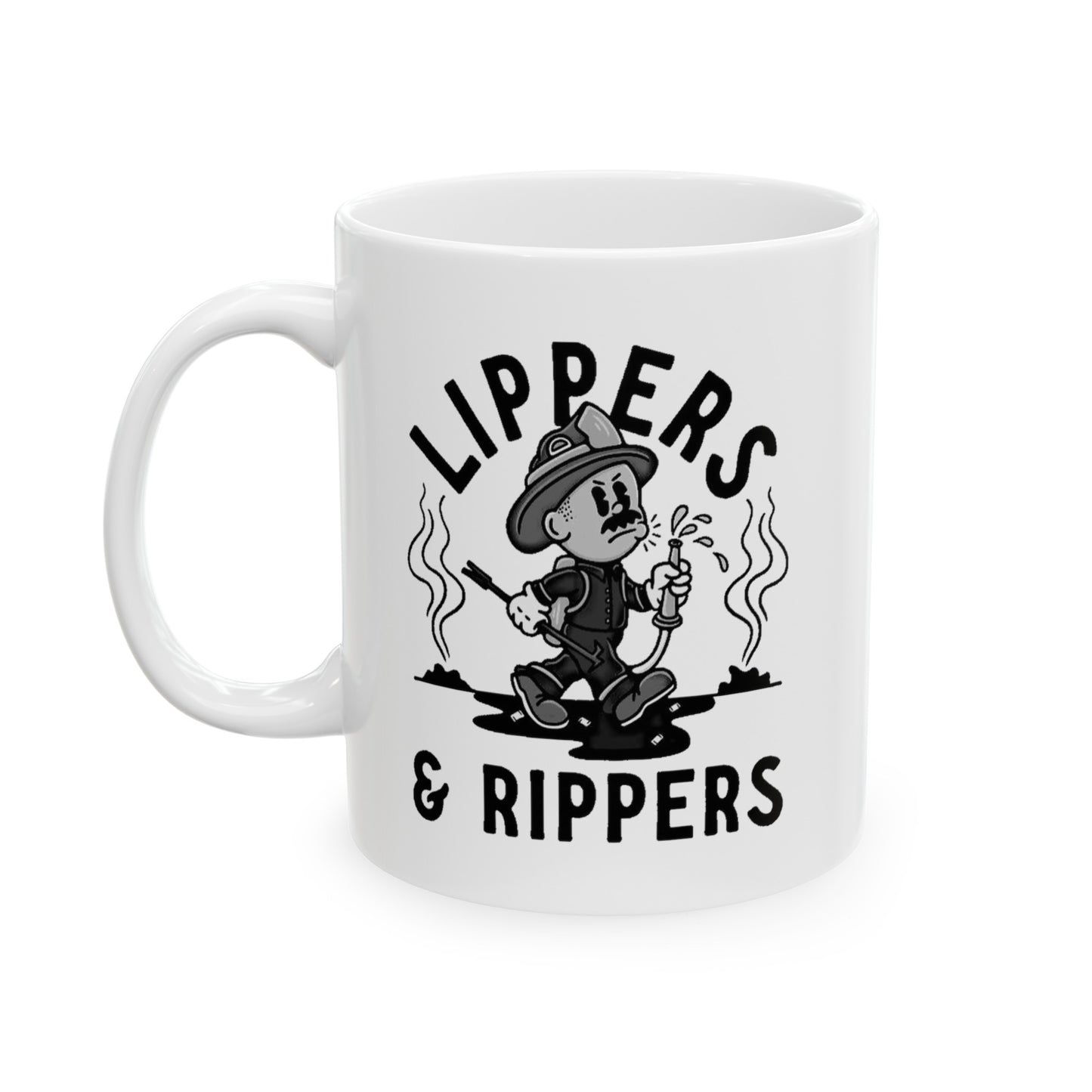 Lippers And Rippers (black and white) mug