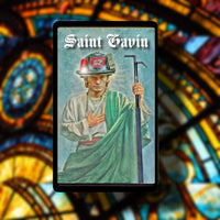 Saint Gavin 2.0 Metal Prayer Card Black Smoke Sticker LLC