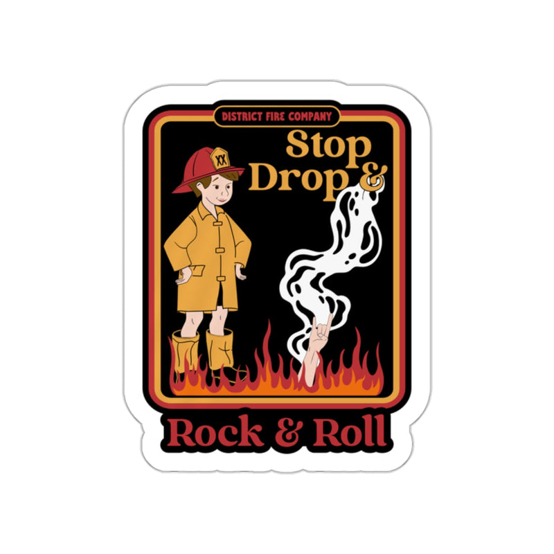 Stop Drop Rock And Roll Sticker Printify