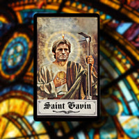 Saint Gavin OG Metal Prayer Card Black Smoke Sticker LLC