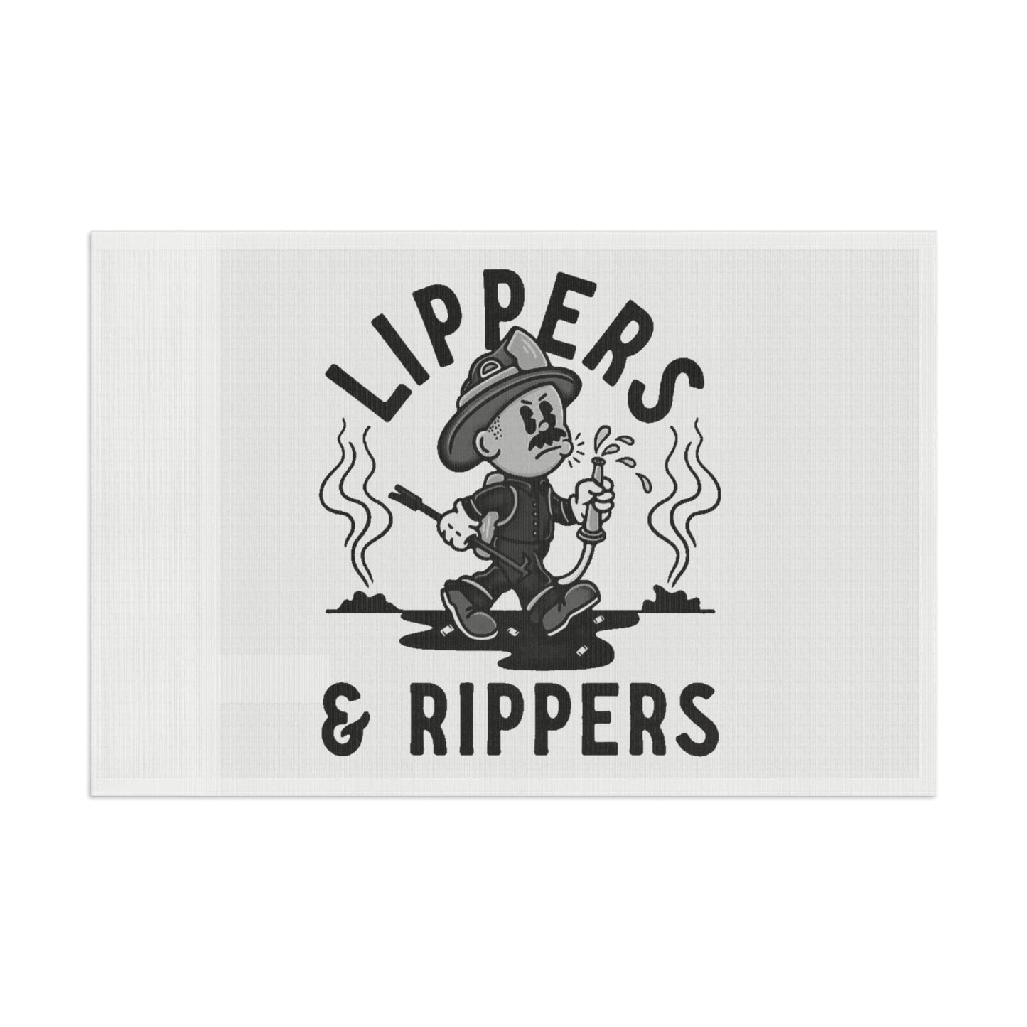 Lippers And Rippers (black and white) Flag