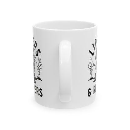 Lippers And Rippers (black and white) mug