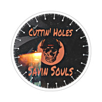 Cutting Holes Saving Souls Sticker Printify