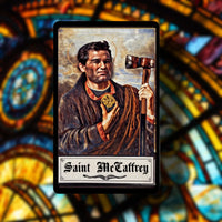 Saint McCafferey Metal Prayer Card Black Smoke Sticker LLC