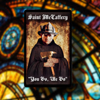Saint McCafferey 2.0 Metal Prayer Card Black Smoke Sticker LLC