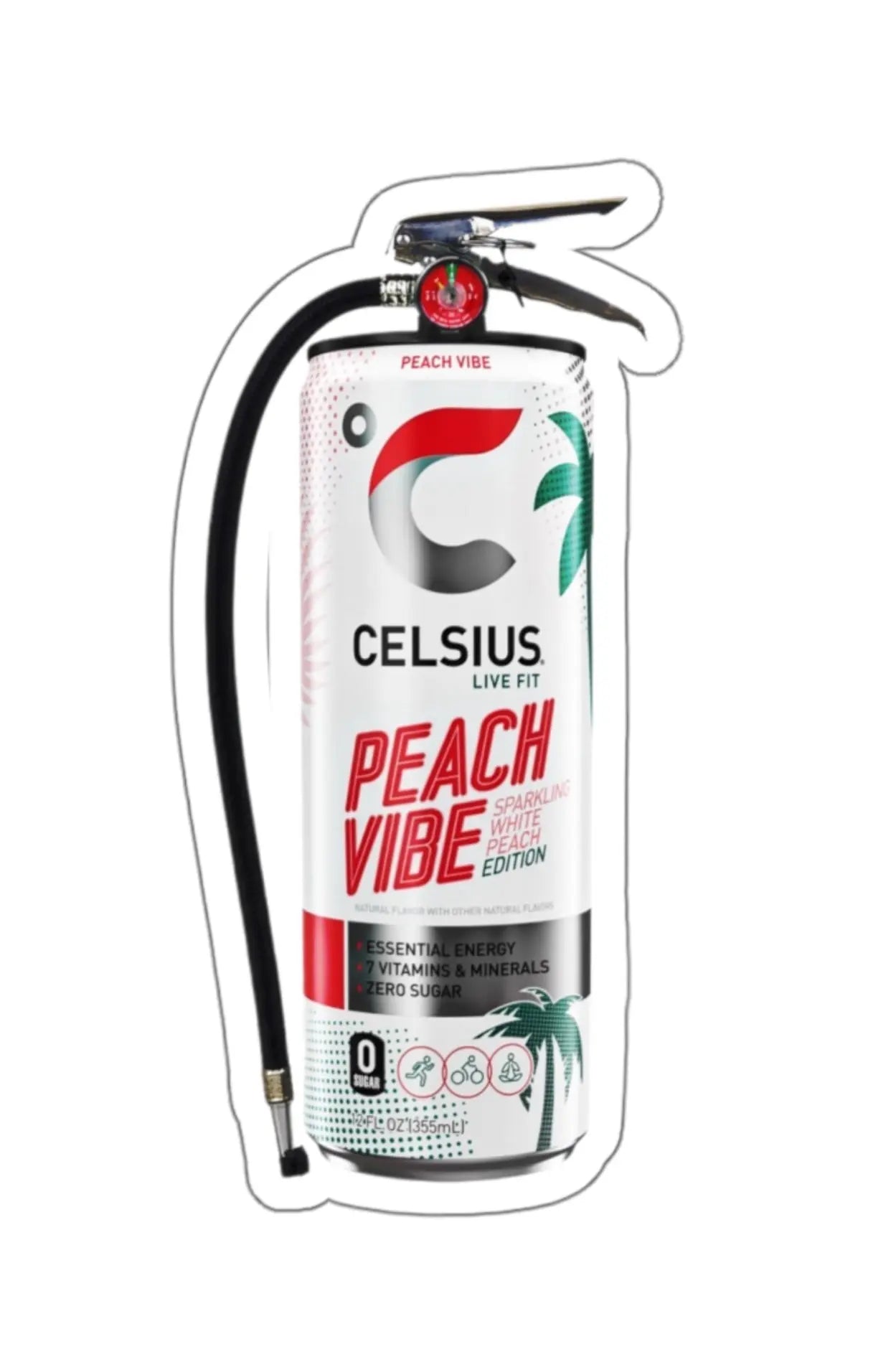 Peach Celsius Can Job Black Smoke Sticker LLC