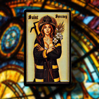 Saint Sweeney Metal Prayer Card Black Smoke Sticker LLC