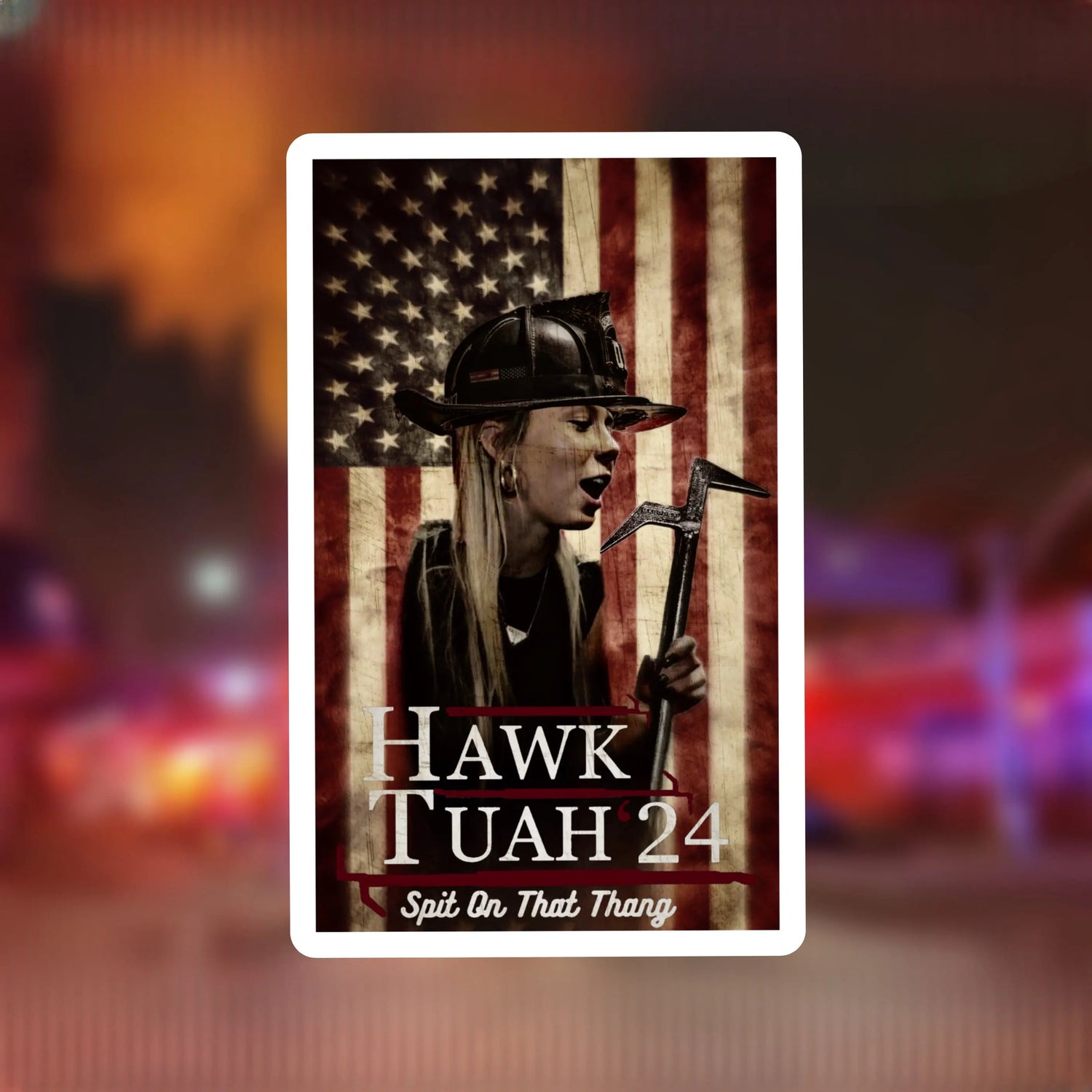 Hawk Tuah 24 Flag (sticker) Black Smoke Sticker LLC