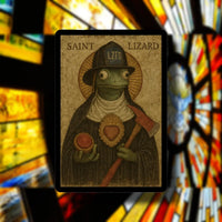Saint Lizard Metal Prayer Card Black Smoke Sticker LLC