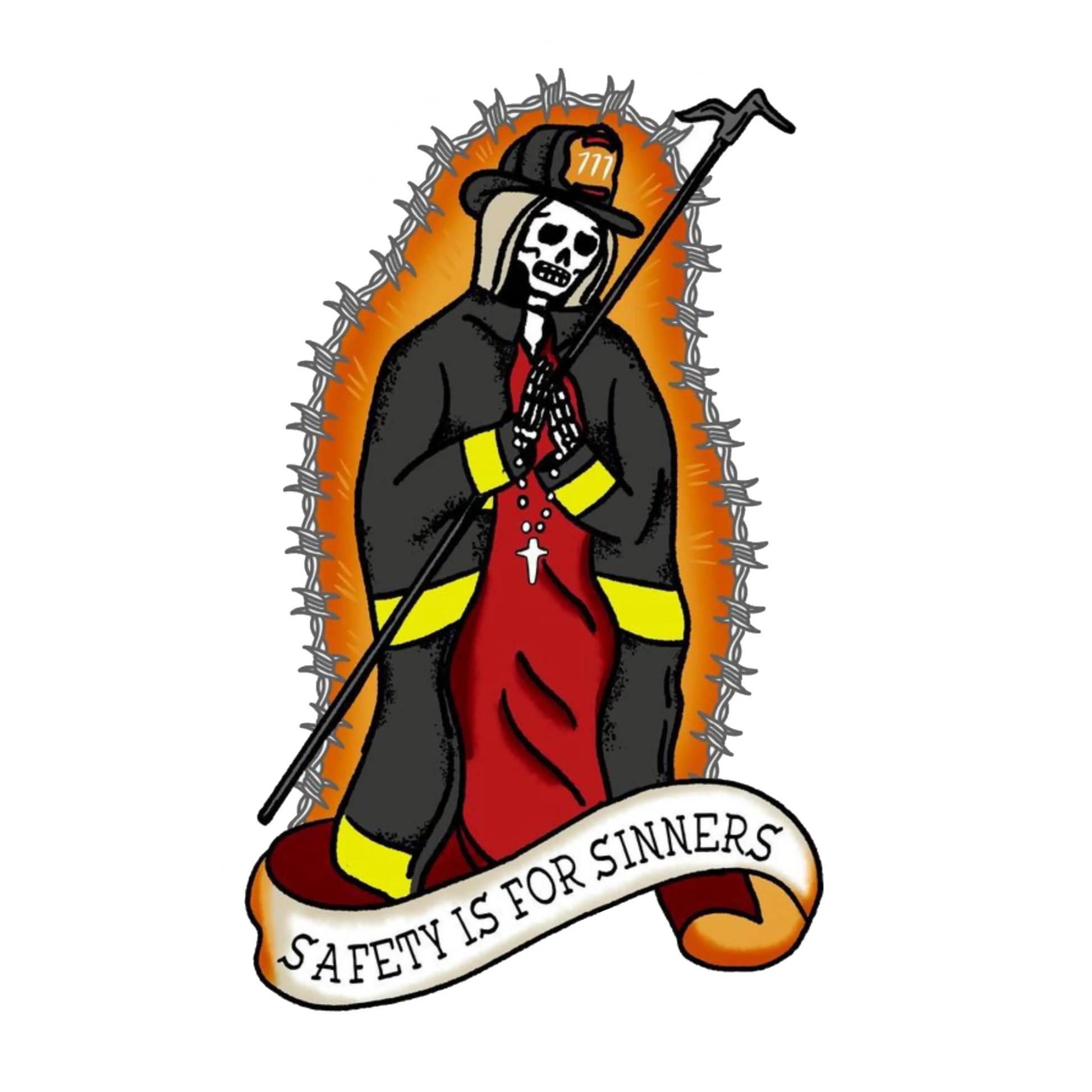 Safety Is For Sinners Stickers Black Smoke Sticker LLC