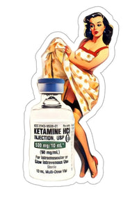 Ketamine Pin Up Black Smoke Sticker LLC