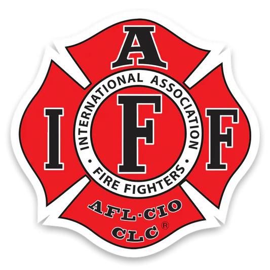 Red and white IAFF Decal (2665) Black Smoke Sticker LLC